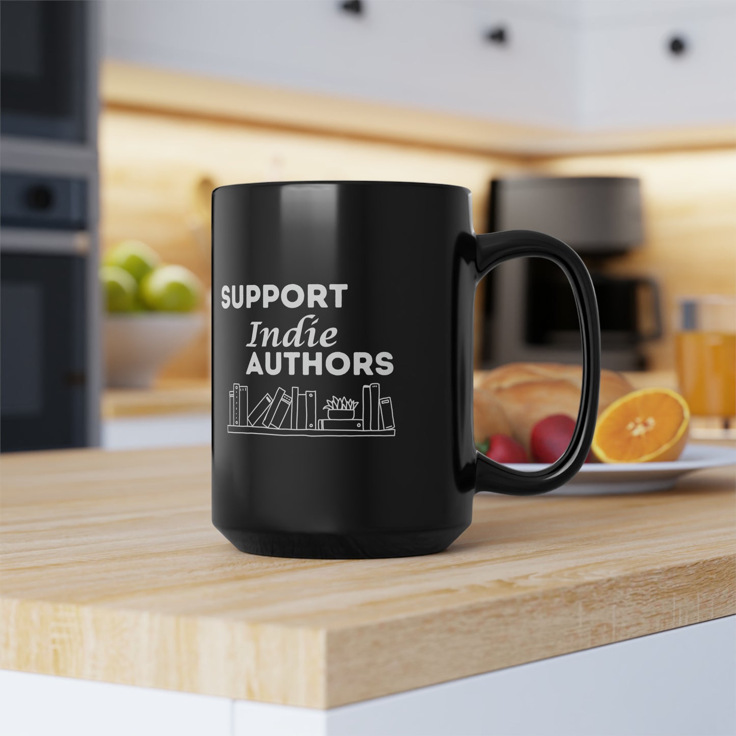 Support Indie Authors - 15 oz. Black Mug