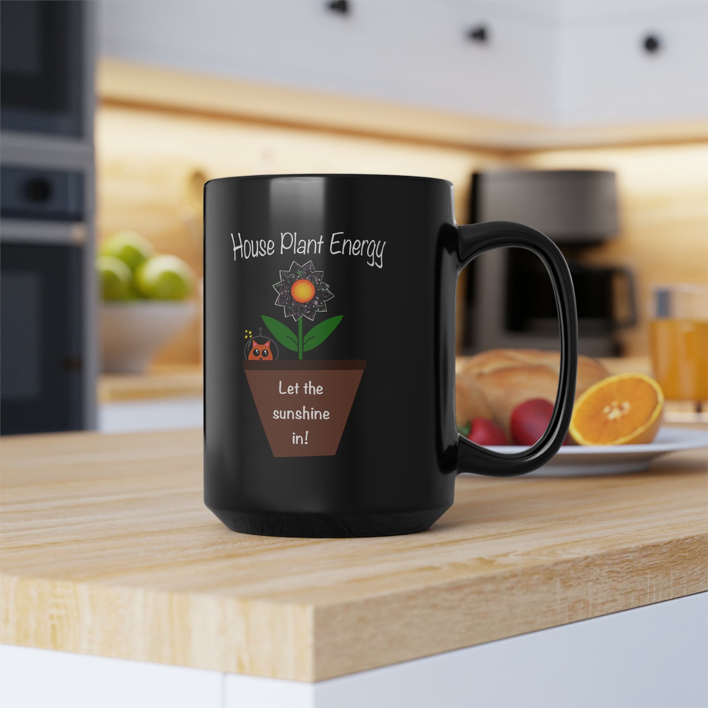 House Plant Energy - 15 oz. Black Mug