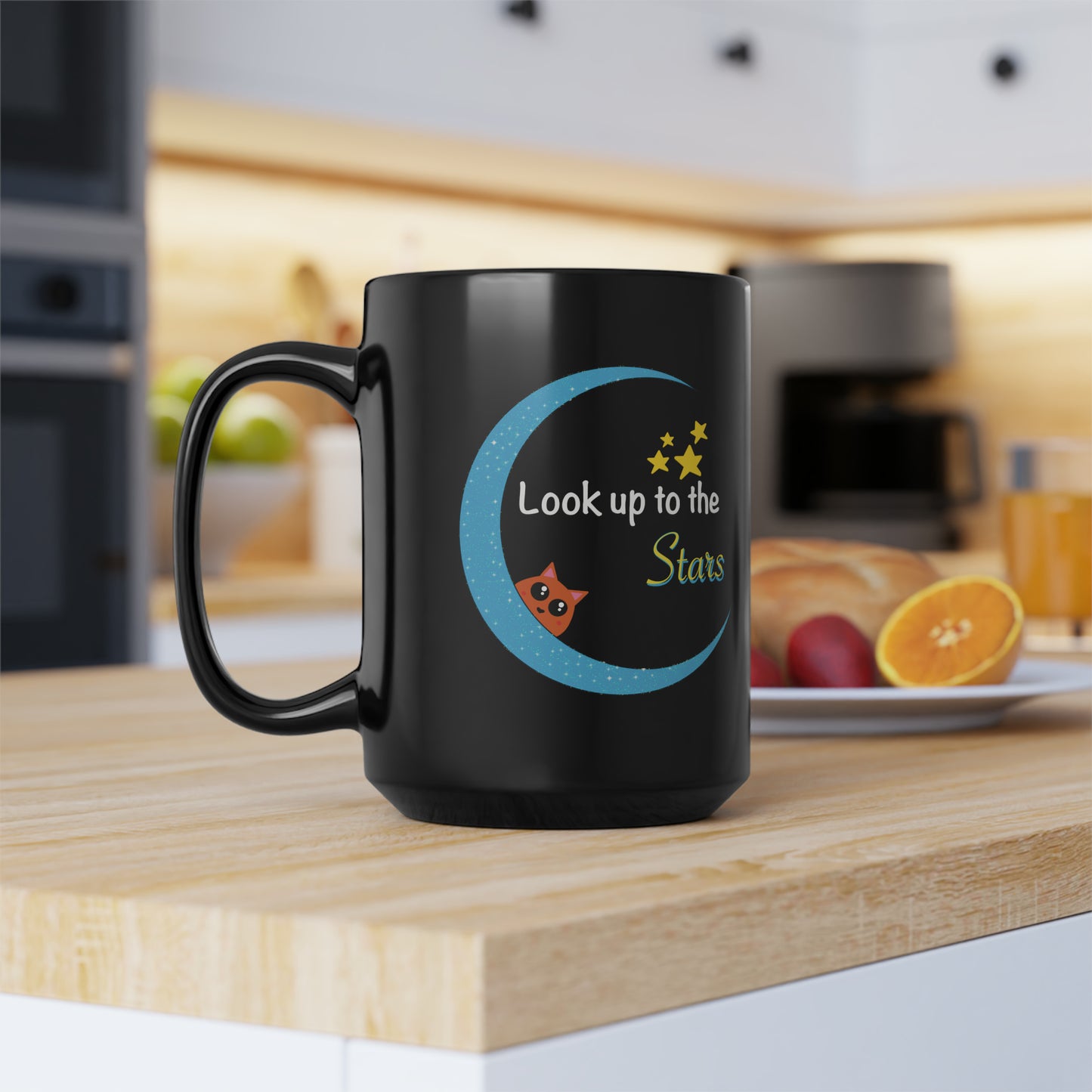 Look Up to the Stars - 15 oz. Black Mug