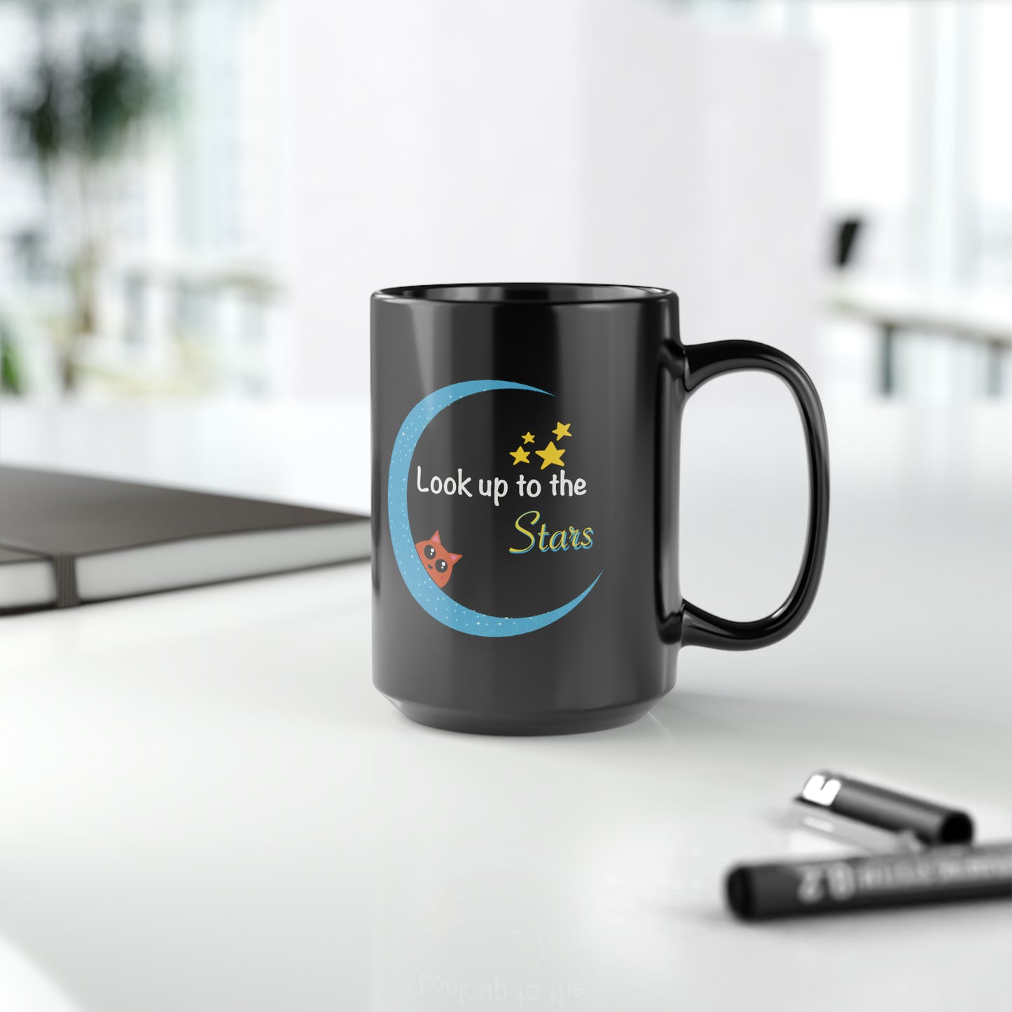 Look Up to the Stars - 15 oz. Black Mug