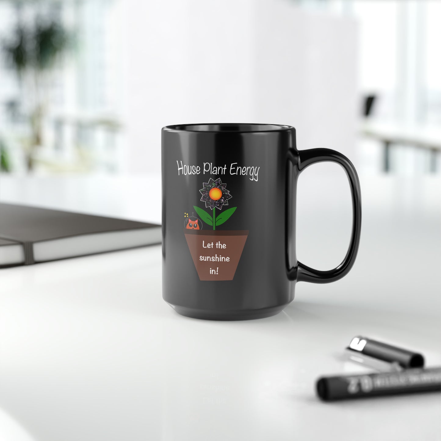 House Plant Energy - 15 oz. Black Mug